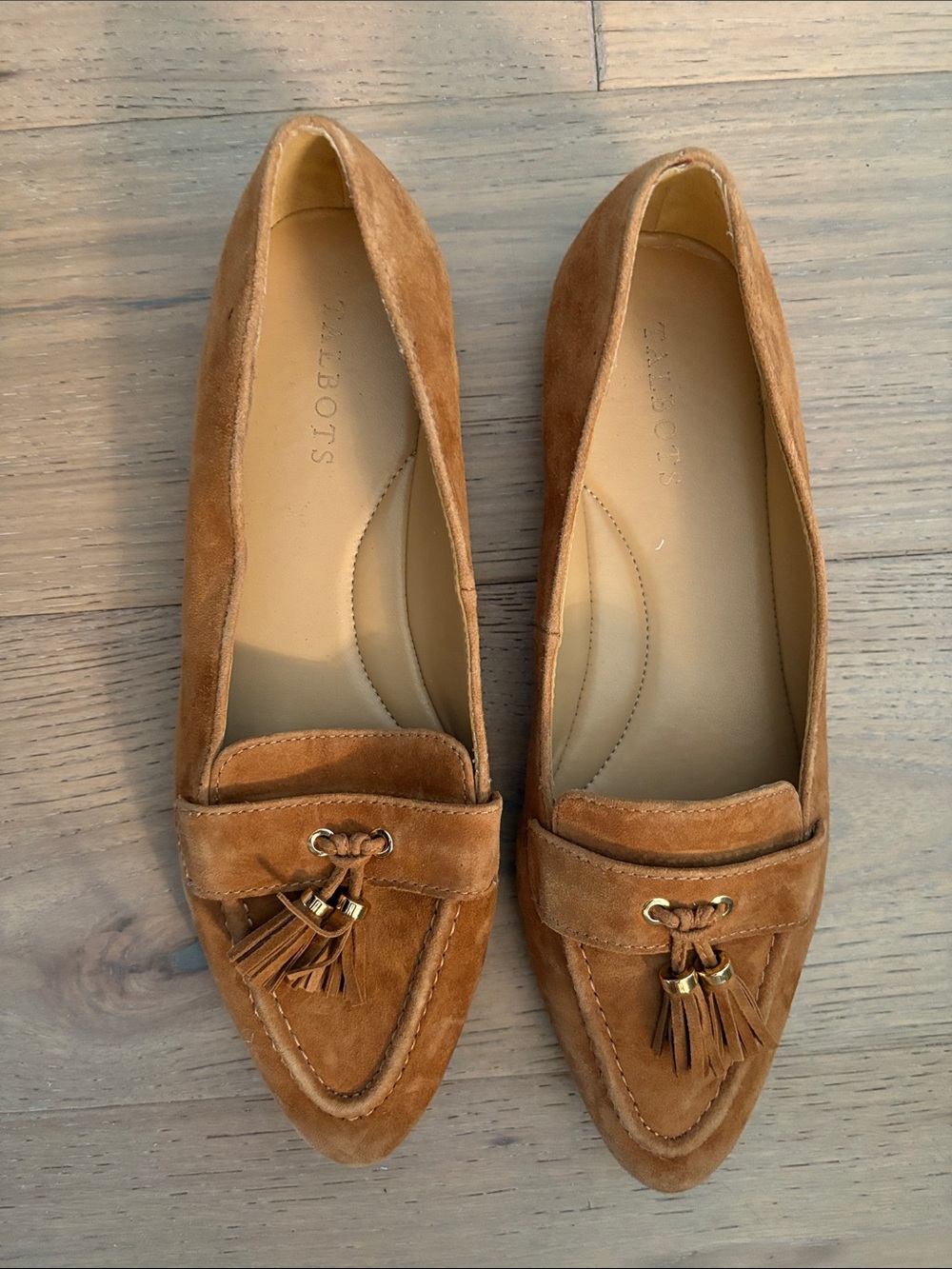 Talbots Suede Tassel Loafers in Cognac